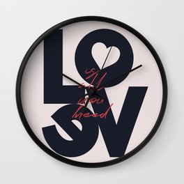 All you need is love, The Beatle music quote, Valentine's Day, just married, couples gift, present Wall Clock