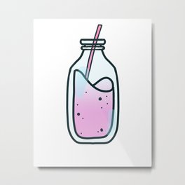 Love Potion Metal Print | Bottle, Drawing, Pink, Love, Straw, Bubbles, Milkman, Style, Posion, Milkbottle 