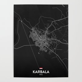 Karbala, Iraq - Dark City Map Poster