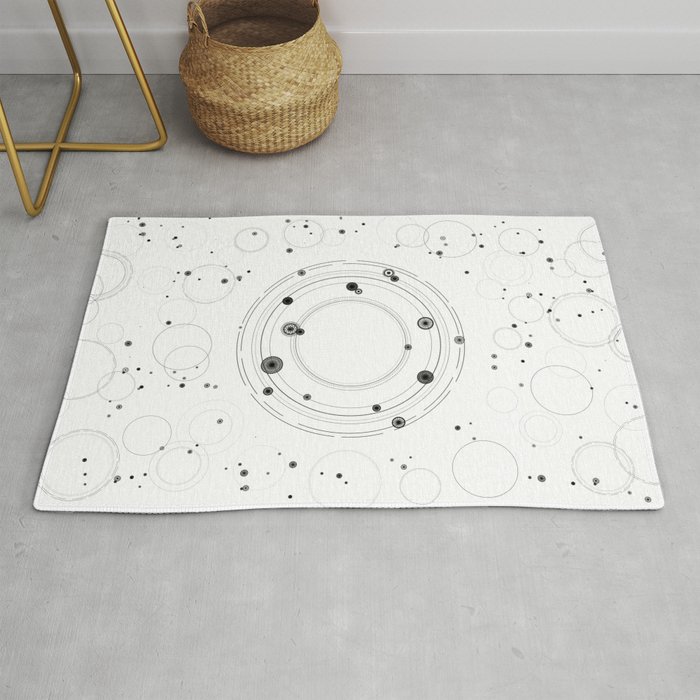 Abstract Geometric Circles Universe And Solar System Art Rug By