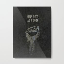 One Day At A Time AA Sober NA Fist Tee Tees T-Shirt Metal Print