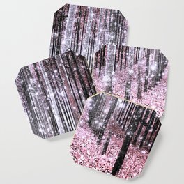 Magical Forest Pink Gray Elegance Coaster