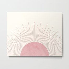Pink Sunrise Boho Midcentury Metal Print | Pinksunrise, Landscape, Sunsetprint, Scandinavian, Geometricart, Midcenturydesign, Girlsroom, Happyart, Bohobohemian, Digital 