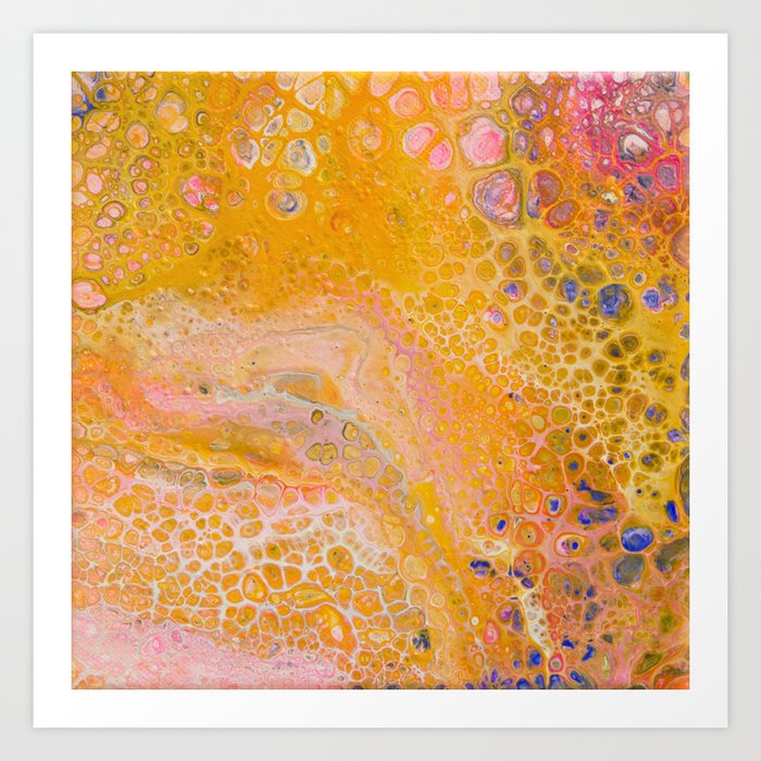 Abstract Painting With Warm Colors Yellow Orange And Pink Art