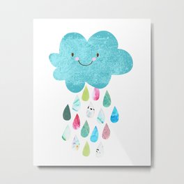 Happy cloud Metal Print | Childrensart, Rainbow, Nurserydecor, Raindrops, Paper, Modernnursery, Cheerful, Cloud, Raincloud, Kidsdecor 