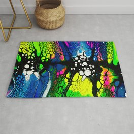 Neon Rift Rug | Fluid, Rift, Vibrant, Painting, Pouring, Neon, Cells, Cosmos, Abstract, Acrylic 