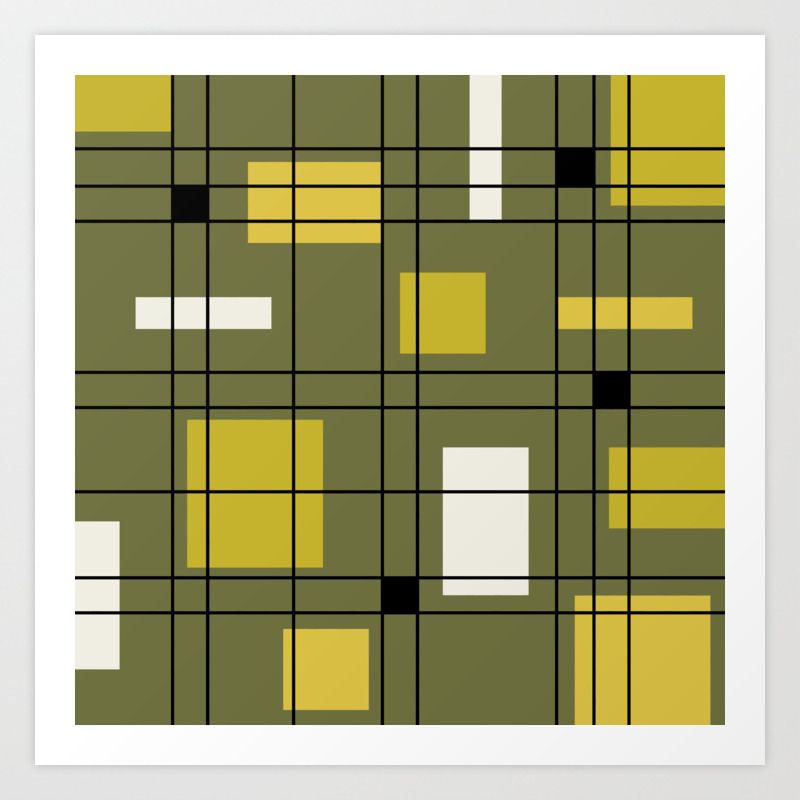 1950 S Abstract Art Avocado Green Art Print By Zennykenny Society6
