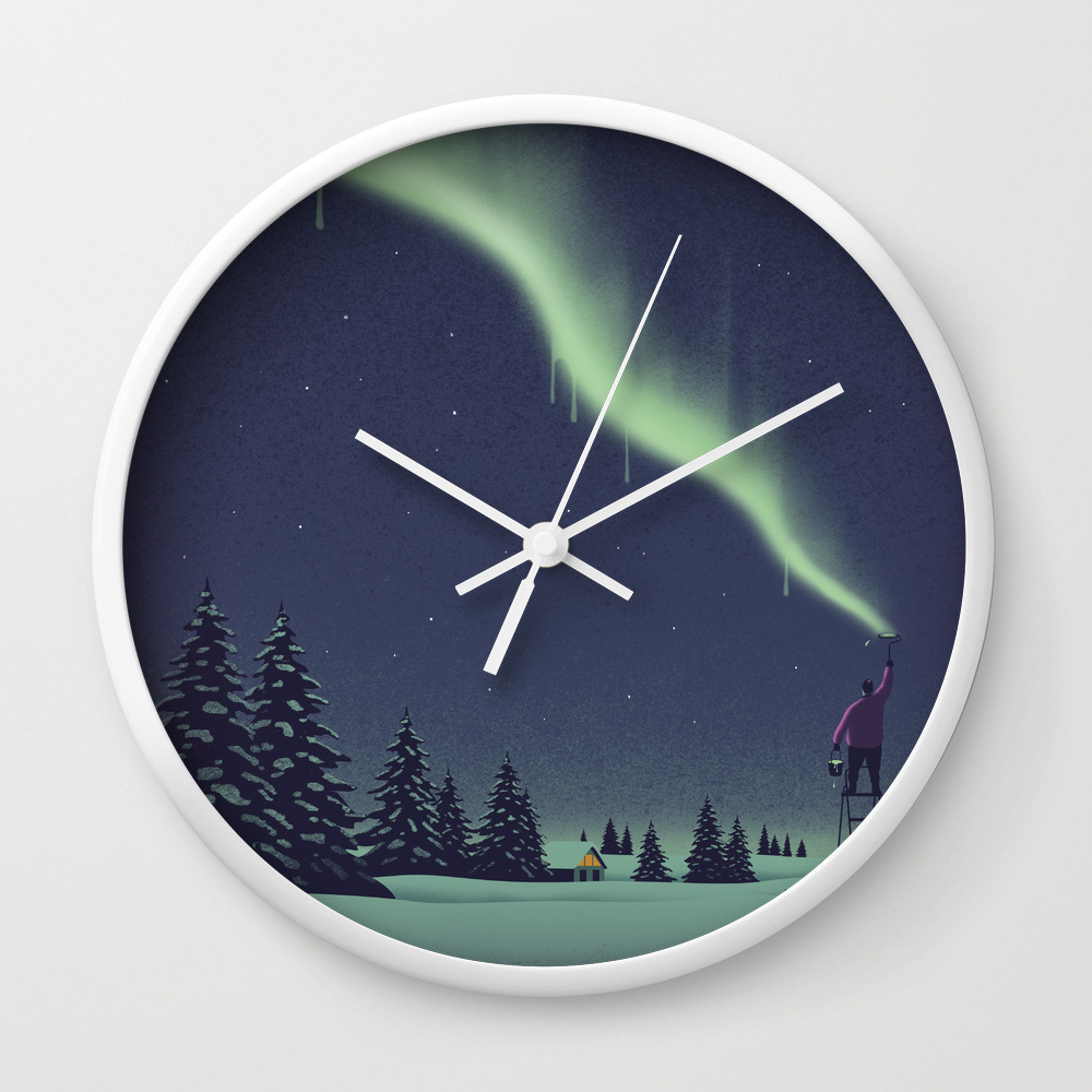 Winter Painting Wall Clock By Davidebonazzi Society6