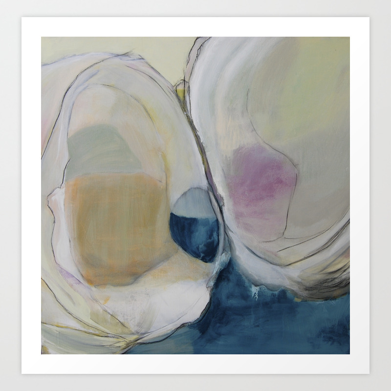 Quahog Shells Abstract Painting In Modern Fresh Colors Navy