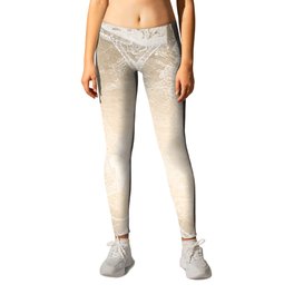 Antique World Map White Gold Leggings | Digital, World, Pop Art, Painting, Nature, Drawing, Map, Gold, Abstract, Typography 