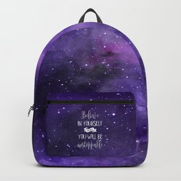 Believe In Yourself Motivational Quote Backpack | Graphicdesign, Believeinyourself, Hipster, Beautiful, Unstoppable, Positive, Typography, Inspiration, Believe, Slogan 
