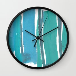 1  |  190408 Blue Abstract Watercolour Wall Clock | Colour, Simple, Watercolour, Minimal, Watercolor, Muted, Alcohol, Lines, Painting, Mute 