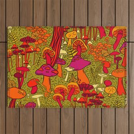 Mushrooms in the Forest Outdoor Rug