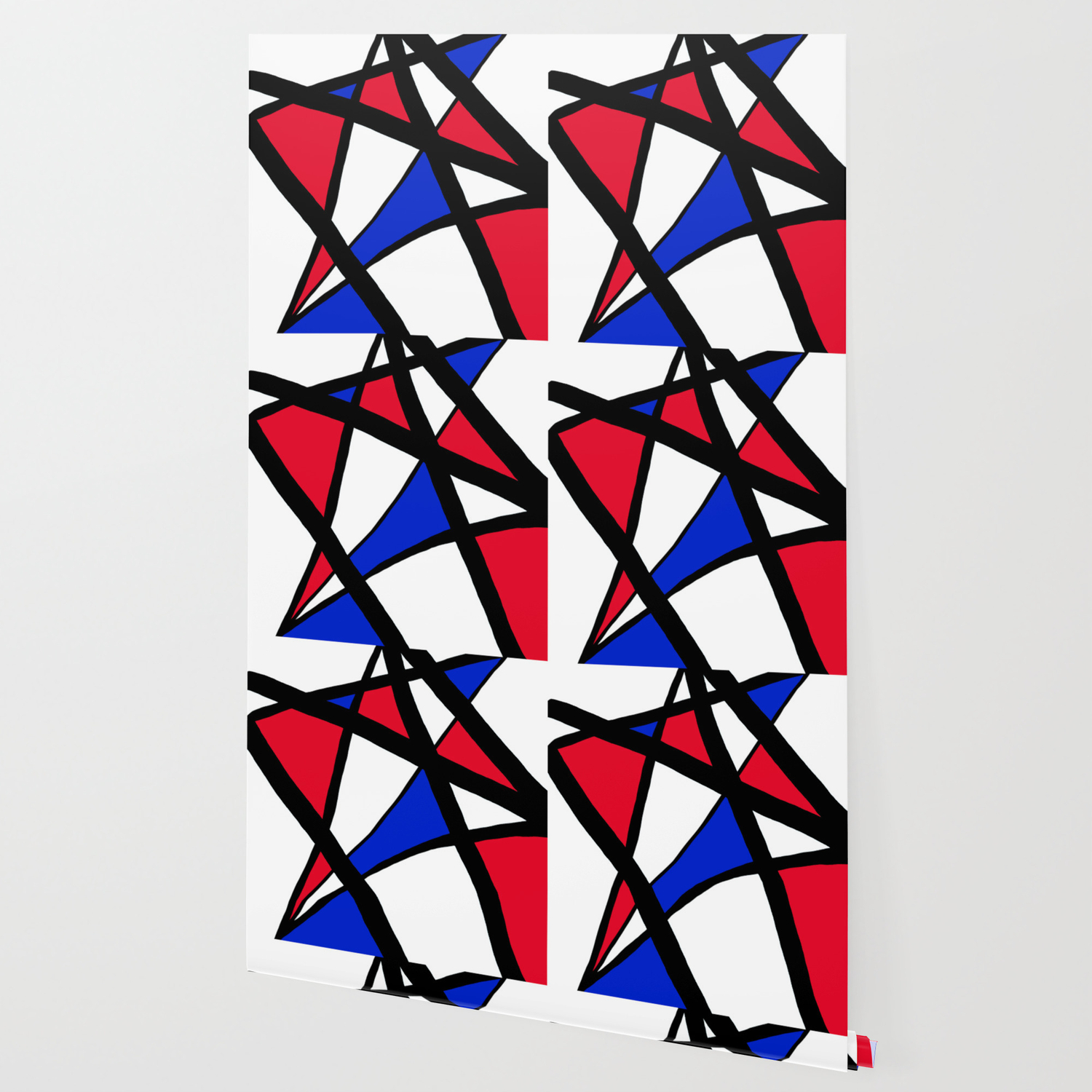 Geometric Red White And Blue Stars Abstract Wallpaper By