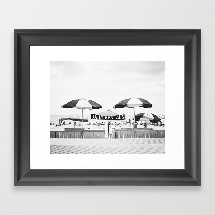Black And White Seashore Photography Neutral Beach Umbrella