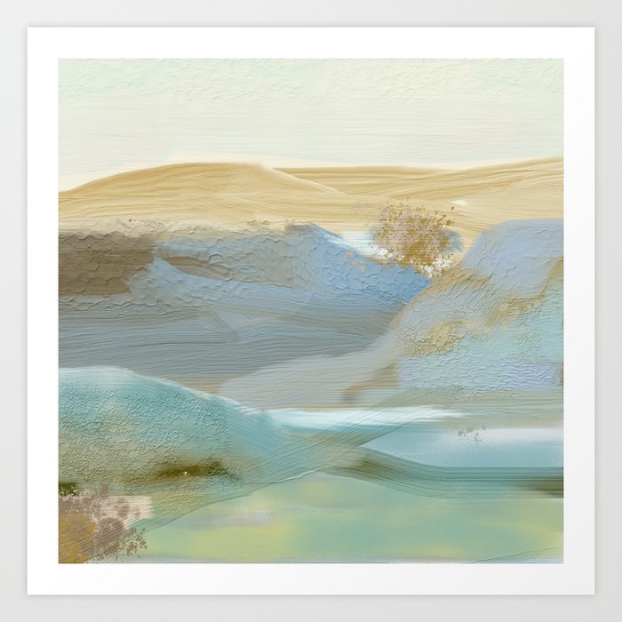 Southwestern Blue Bronze Abstract Landscape Painting Art Print