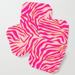 Zebra Print Pink And Orange Zebra Stripes Wild Animal Print Preppy Decor Modern Zebra Pattern Coaster