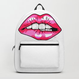 Lip Biting Backpack | Pop Art, Digital, People, Illustration 