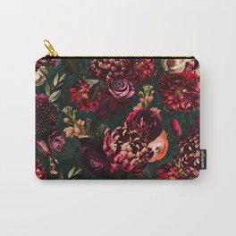 Vintage & Shabby Chic  - Fall Lush Botanical Midnight Garden Carry-All Pouch | Autumn, Peony, Exotic, Roses, Collage, Dahlia, Fall, Moodyflorals, Lush, Aster 