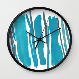2  |  190408 Blue Abstract Watercolour Wall Clock | Painting, Blob, Mute, Ink, Line, Muted, Design, Minimalist, Watercolor, Terrazo 