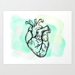 Aqua heart Art Print