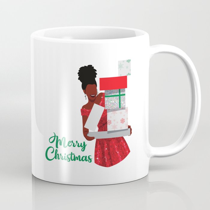 Merry Christmas Black African American Woman Gifts Coffee Mug