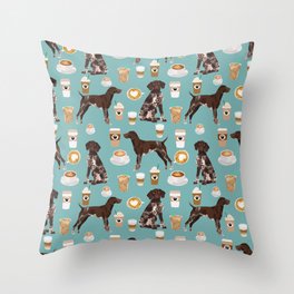 German Shorthaired Pointer Coffee Dogs - dogs and coffee, gsp, cute dog, pet, latte Deko-Kissen