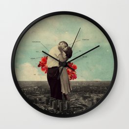 NeverForever Wall Clock | 1930S, Graphicdesign, City, Sky, Landscape, Love, Vintage, Clouds, Pop Surrealism, Surrealism 