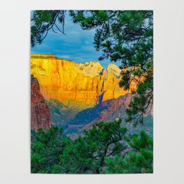 Zion National Park Canyon Overlook Desert Sunrise Nature Utah Southwest Poster