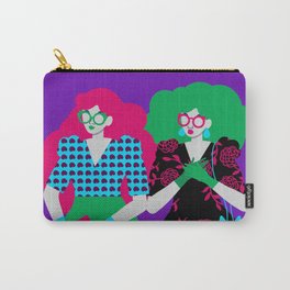 Blaire and Claire Carry-All Pouch | Graphic, Purple, Naturalhair, Retro, Green, Ghostgirls, Girls, Collage, Illustration, Digital 
