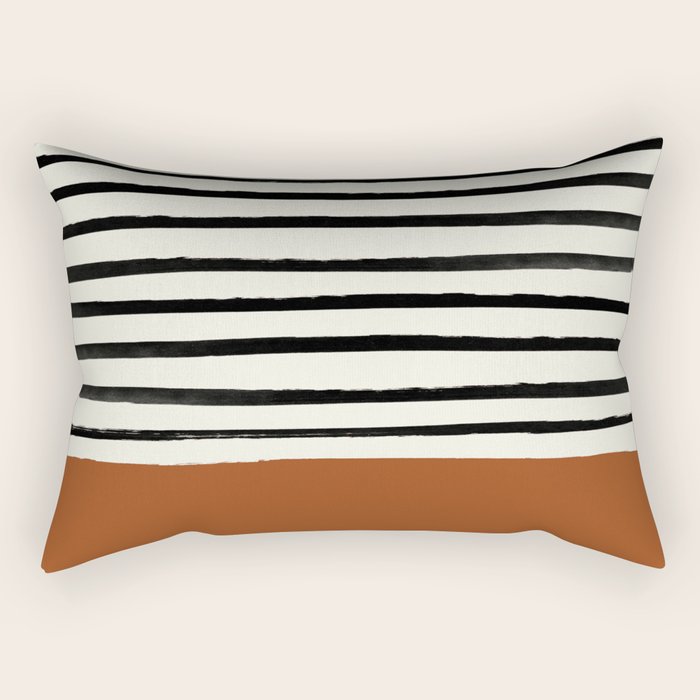 Burnt Orange x Stripes Rectangular Pillow by floresimagespdx Society6