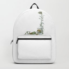 Two cute friends Backpack | Read, Mushroom, Digital, Cutefrog, Summer, Friends, Flower, Plant, Characters, Cartoon 