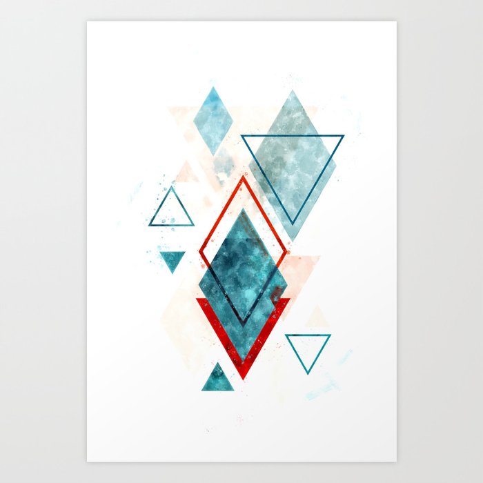 Minimalist Scandinavian Geometric Watercolor Art Digital Download