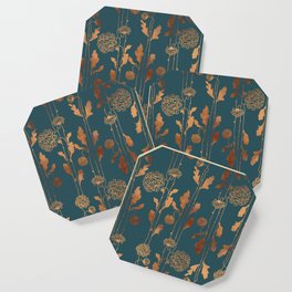 Art Deco Copper Flowers  Coaster