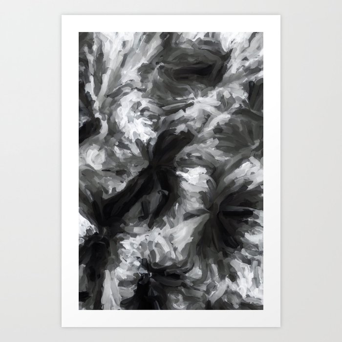 Black And White Abstract Painting Texture Background Art Print By