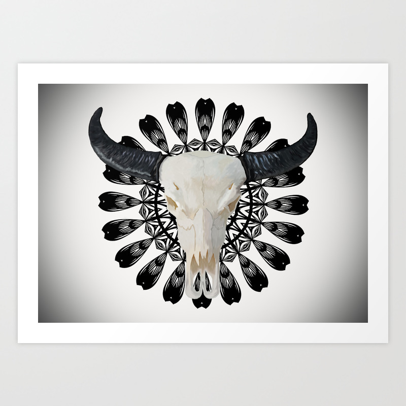 Wallpaper Bull Skull Mandala Art Print By Amanoa85 Society6 Desktop Wallpaper Free