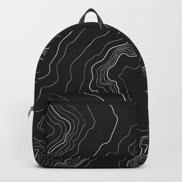 Black & White Topography map Rucksack | Science, Abstract, Minimalistic, Mountains, Decorative, Earth, Graphicdesign, World, Trip, Geography 