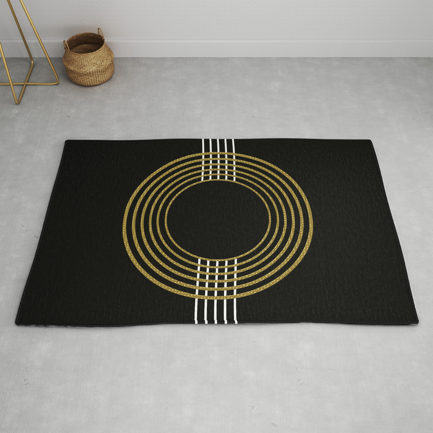 Guitar In Abstract Geometric Art Deco Rug By Absentisdesigns