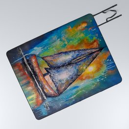 Abstract Boat Picnic Blanket