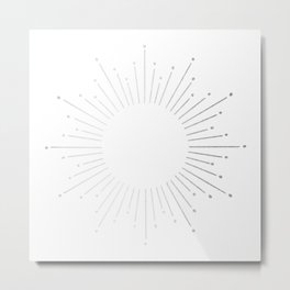 Sunburst Moonlight Silver on White Metal Print | Painting, Drawing, Titanium, Star, Platinum, Modern, Mod, Mixedmedia, Silvery, Sunburst 