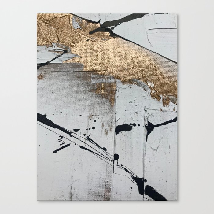Still An Abstract Mixed Media Piece In Black White And Gold By