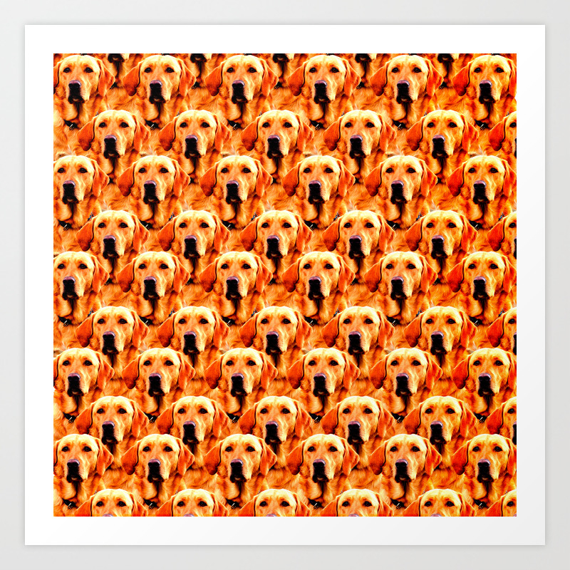 Cool Dog Art Doggie Golden Retriever Abstract Art Print By Marios