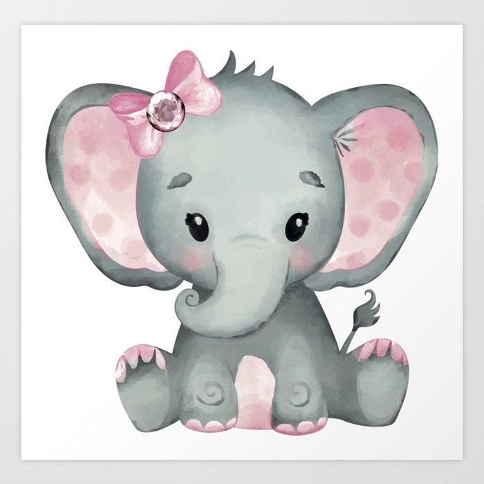 Cute Baby Elephant Art Print by DMiller | Society6