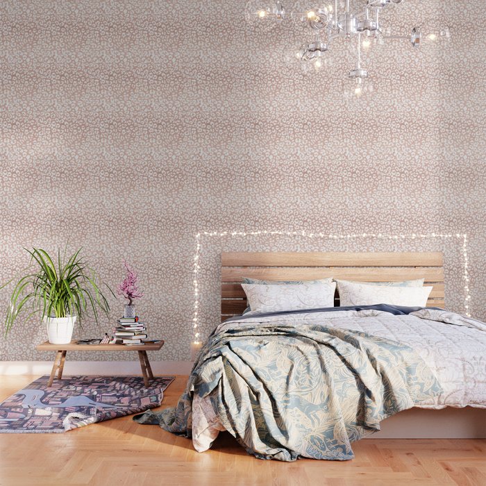 White hand painted leopard pattern on faux rose gold glitter Wallpaper by  Girly Trend by Audrey Chenal | Society6