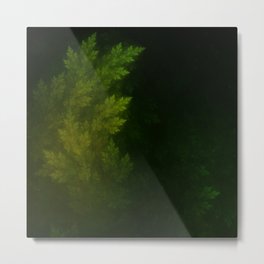 Beautiful Fractal Pines in the Misty Spring Night Metal Print | Night, Pinetrees, Forestgreen, Graphicdesign, Abstract, Forest, Spring, Fractals, Trees, Dark 