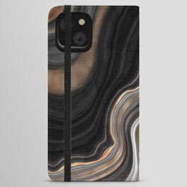 Elegant black marble with gold and copper veins iPhone Wallet Case