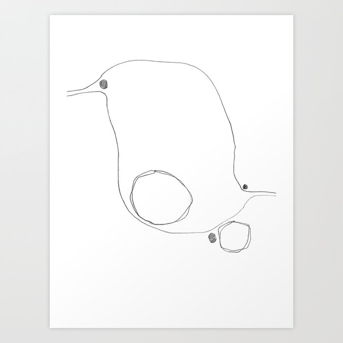 Three Black Dots Two Circles Minimalist Abstract Line Drawing