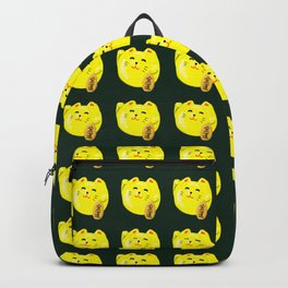 Neko Cat Yellow Backpack | Cat, Painting, Digital, Neko, Retro, Wave, Beckoning, Acrylic, Lucky 