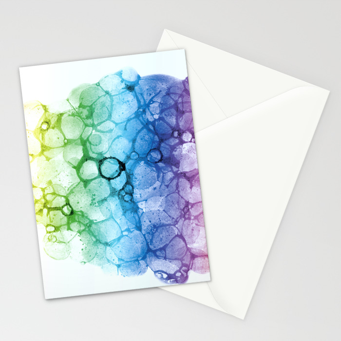 Watercolor Rainbow Abstract Bubble Splashing Paint Isolated On