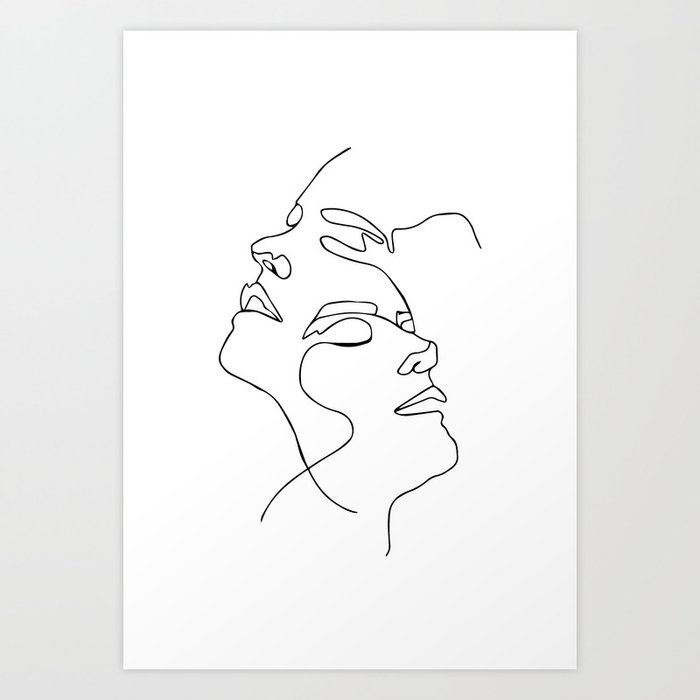 Double Face One Line Poster Abstract Art Abstract Poster Modern